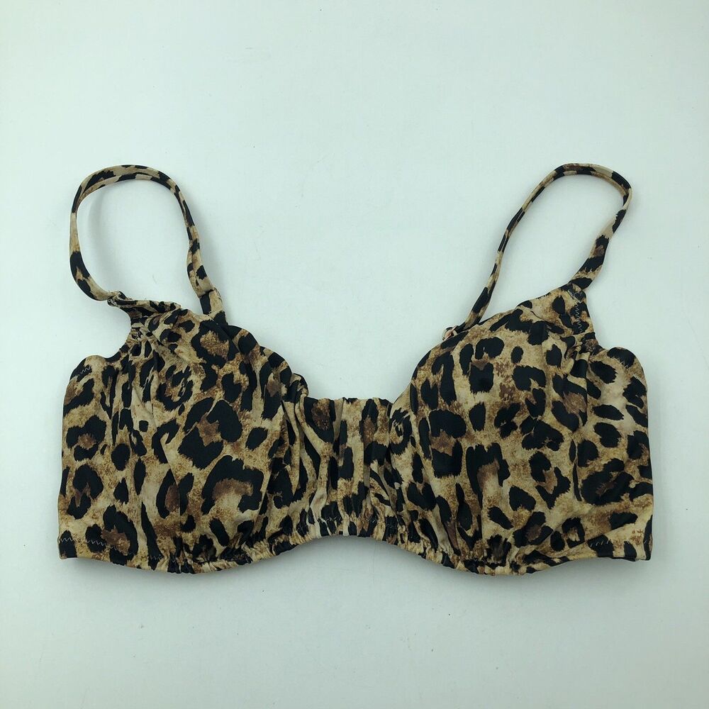 Shade & Shore Cheetah Leopard Print Swimsuit Bikini Bra Underwire Padded 34D